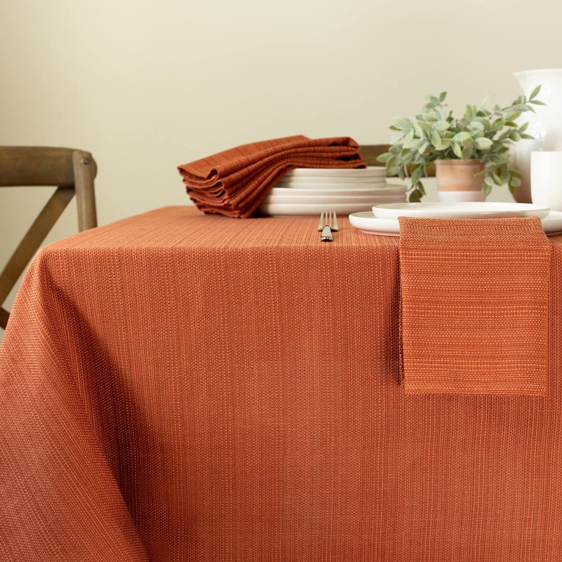 Benson Mills Cameron Textured Fabric Table Cloth, for Everyday Home Dining, Parties, Fall, Harvest, and Thanksgiving Tablecloth (52" x 70" Rectangular, Bison/Rust/Burnt Orange) - Image 4
